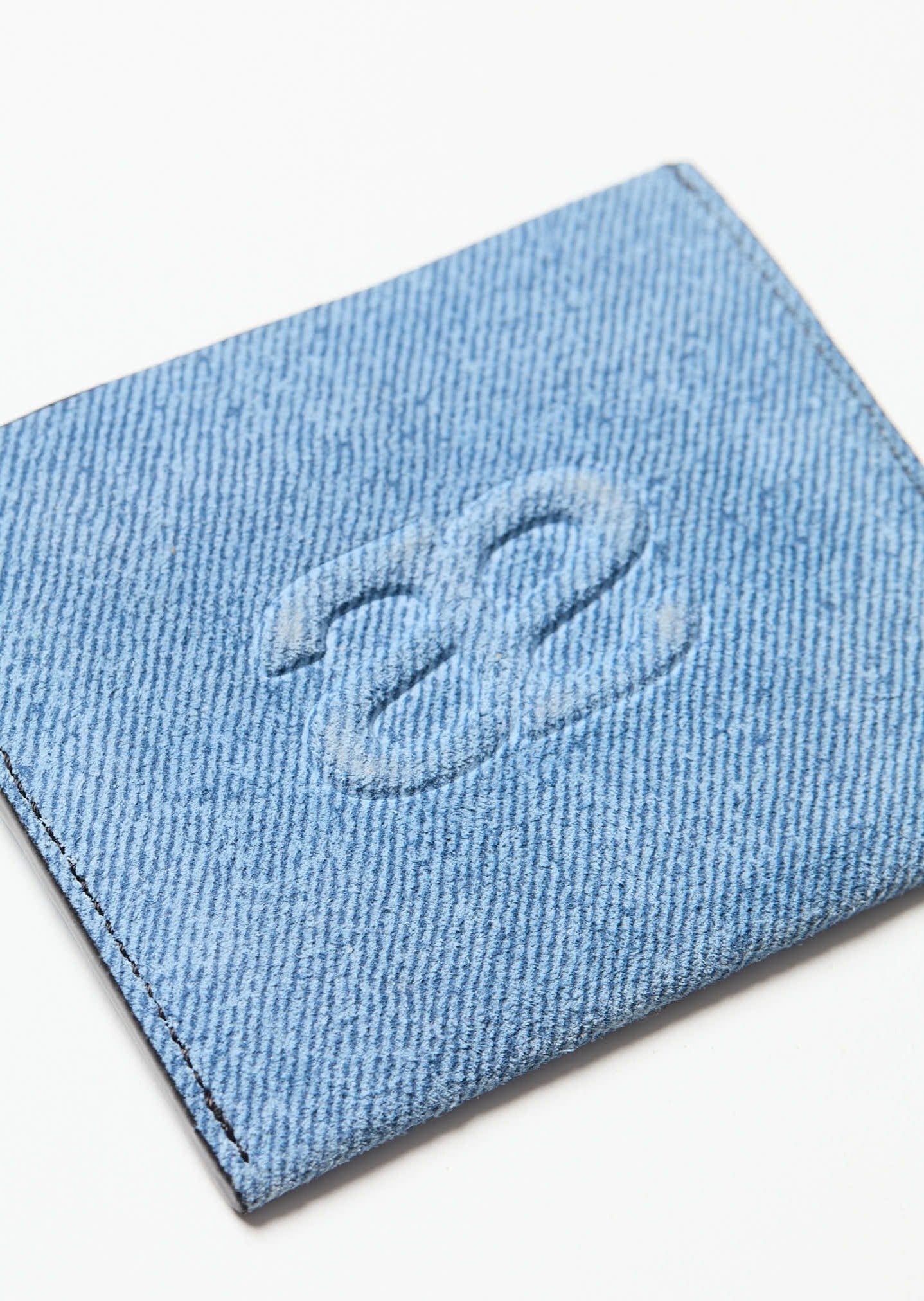 Cardholder - Suede Denim & Black